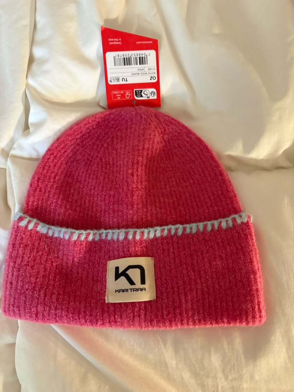 Kari Traa Rothe Pink Knit Beanie with Light Trim - Picture 2 of 5